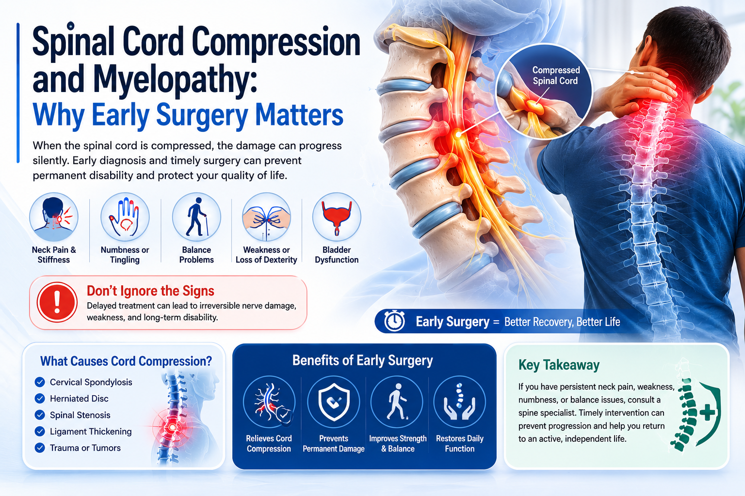 Spinal Cord Compression and Myelopathy: Why Early Surgery Matters